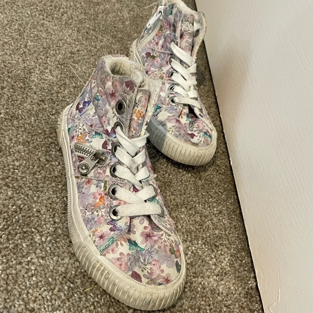 Blowfish Floral Distressed Canvas High-Top Sneakers